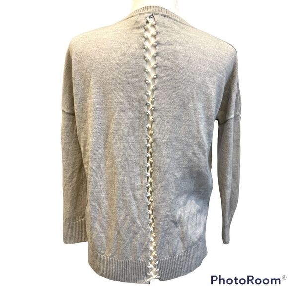 525 America Grey Merino Wool Lace Up Detail Sz XS - Picture 3 of 6